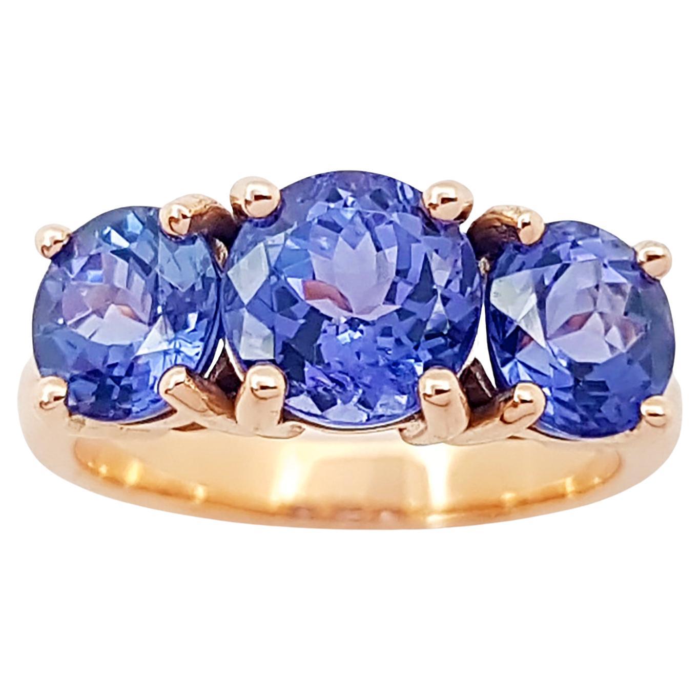 Tanzanite Ring set in 18K Rose Gold Settings For Sale