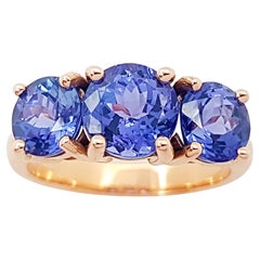 Bague en tanzanite sertie en or rose 18 carats