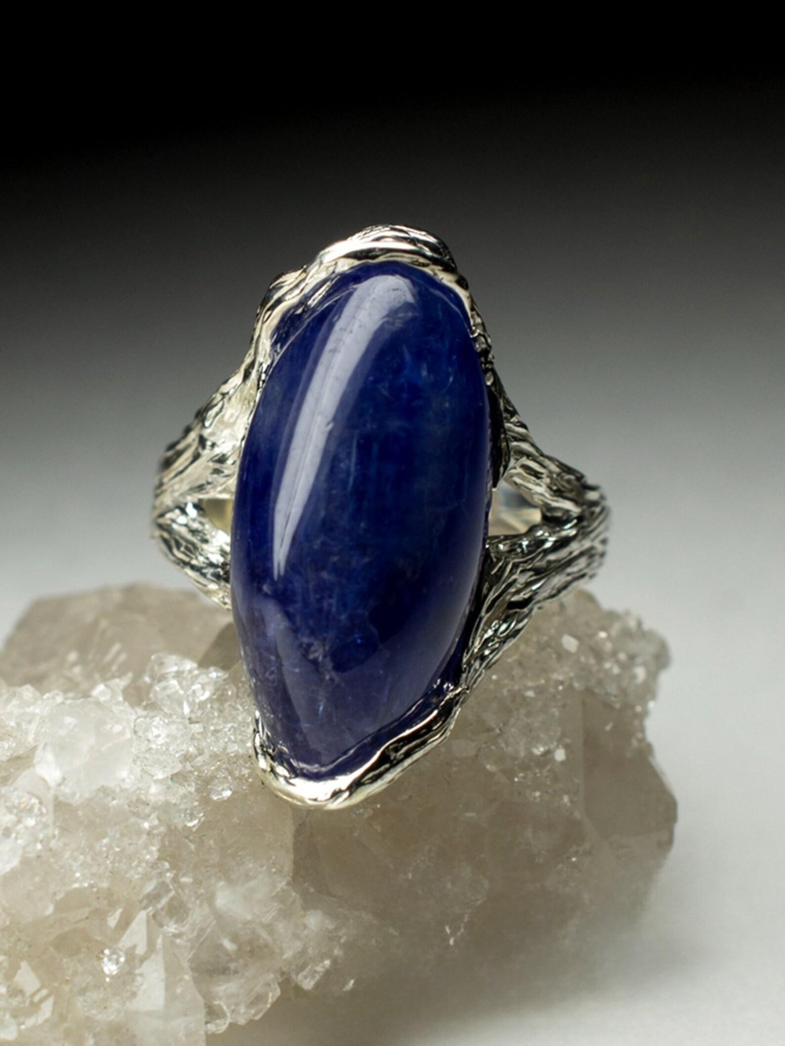 Tansanit-Ring Silber, Geschenk für die Freundin, von der Natur inspiriertes Tansanit-Schmuckstück im Angebot 4