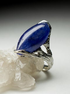 Tanzanite ring silver, girlfriend gift, nature inspired tanzanite jewel