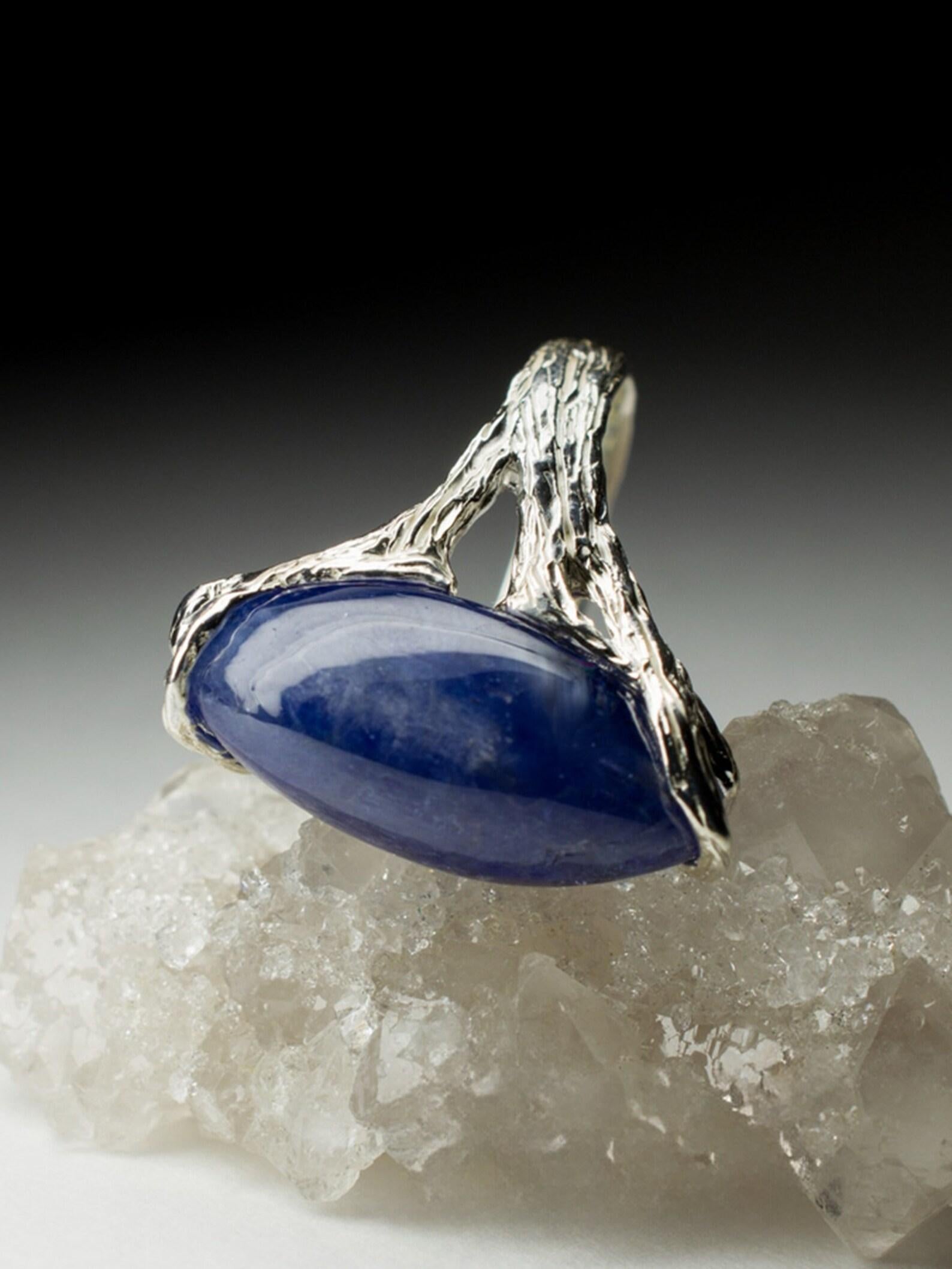 Tanzanite ring silver, girlfriend gift, nature inspired tanzanite jewel For Sale 2