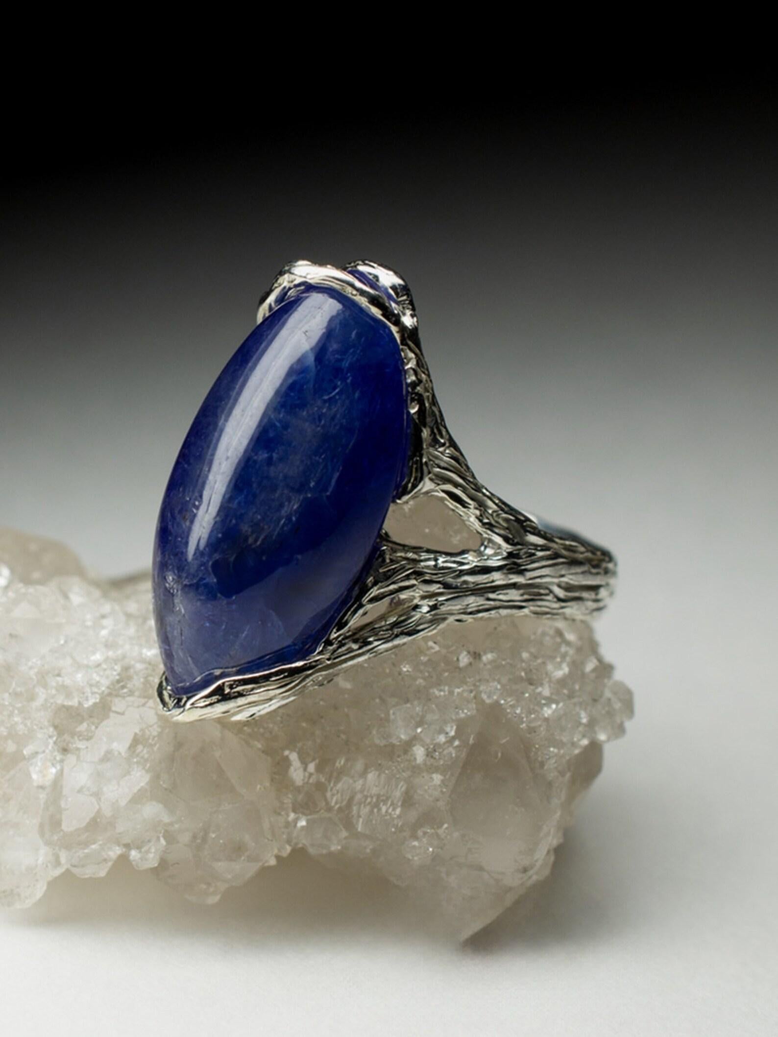 Tansanit-Ring Silber, Geschenk für die Freundin, von der Natur inspiriertes Tansanit-Schmuckstück im Angebot 3