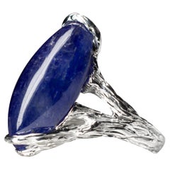 Tanzanite ring silver, girlfriend gift, nature inspired tanzanite jewel