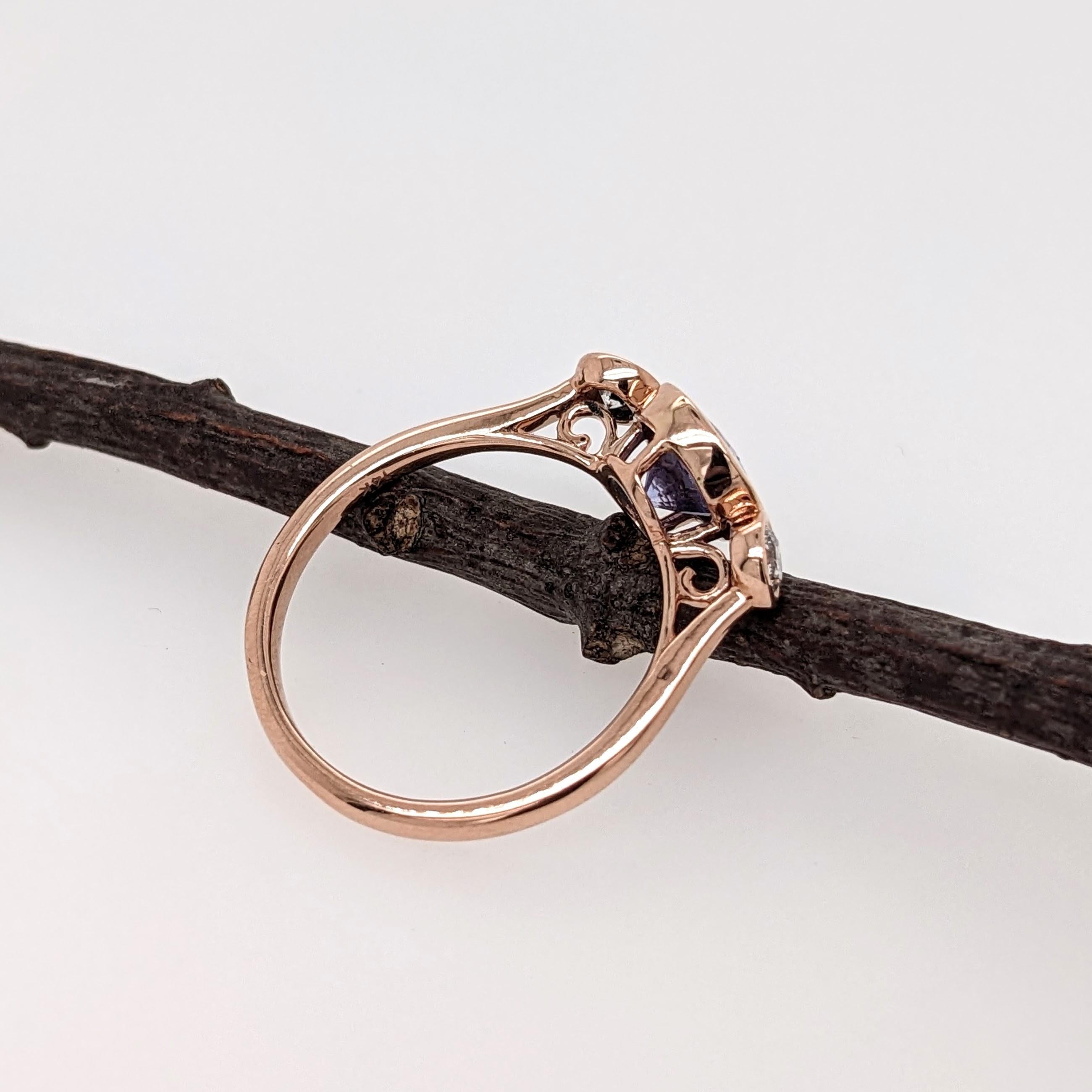 Tanzanite Ring w Natural Diamond Accents in 14K Rose Gold Round 6mm In New Condition In Columbus, OH