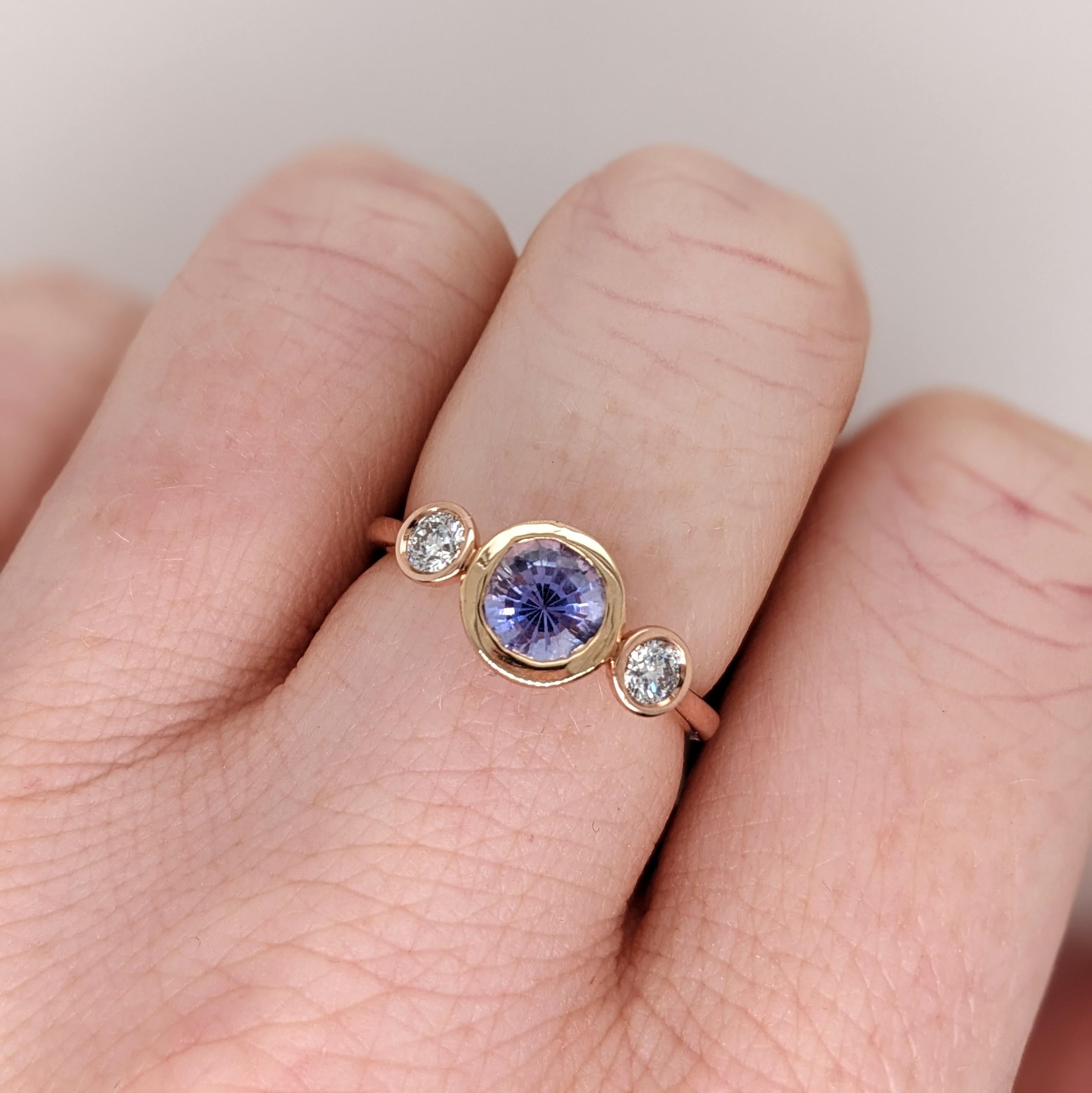 Women's Tanzanite Ring w Natural Diamond Accents in 14K Rose Gold Round 6mm