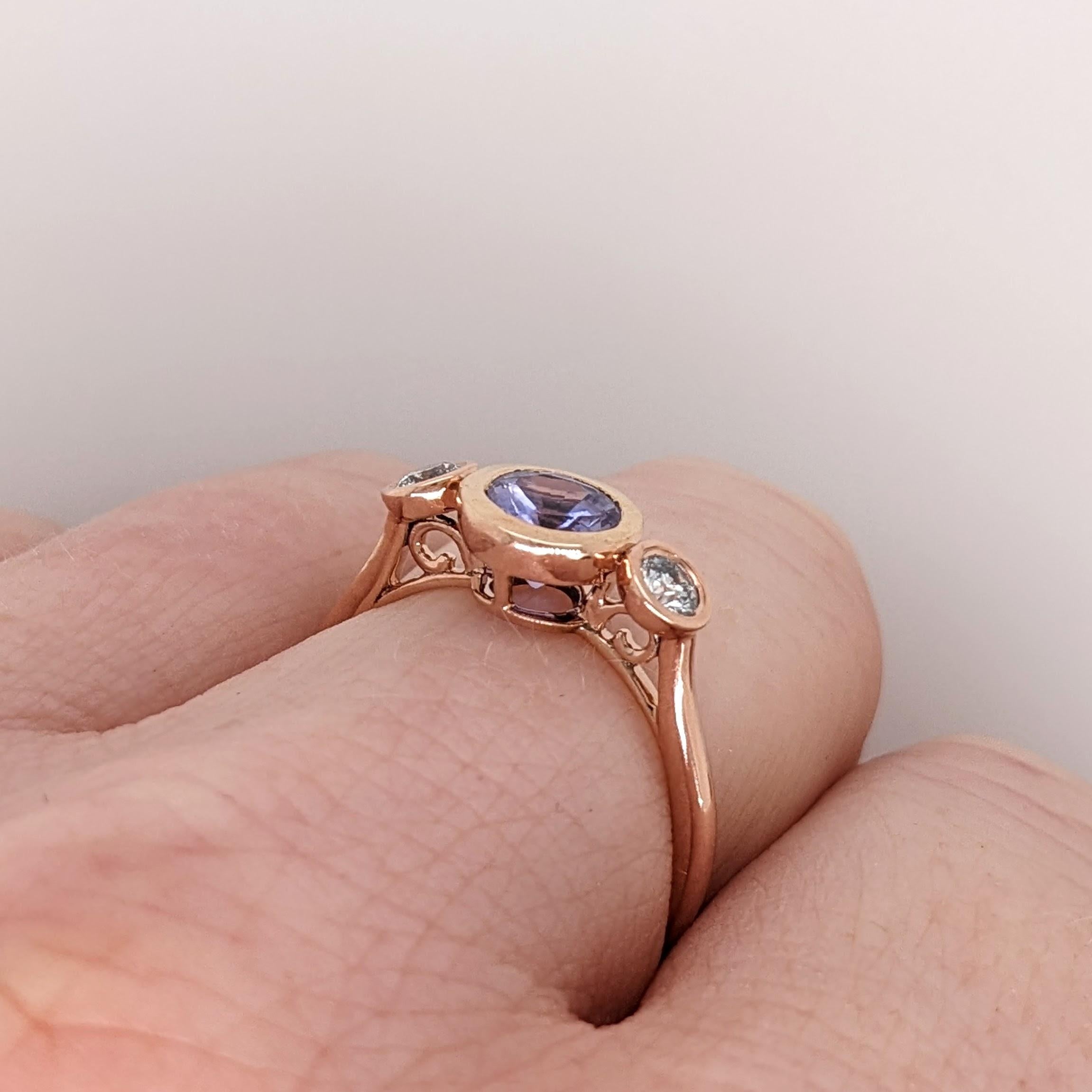 Tanzanite Ring w Natural Diamond Accents in 14K Rose Gold Round 6mm 1
