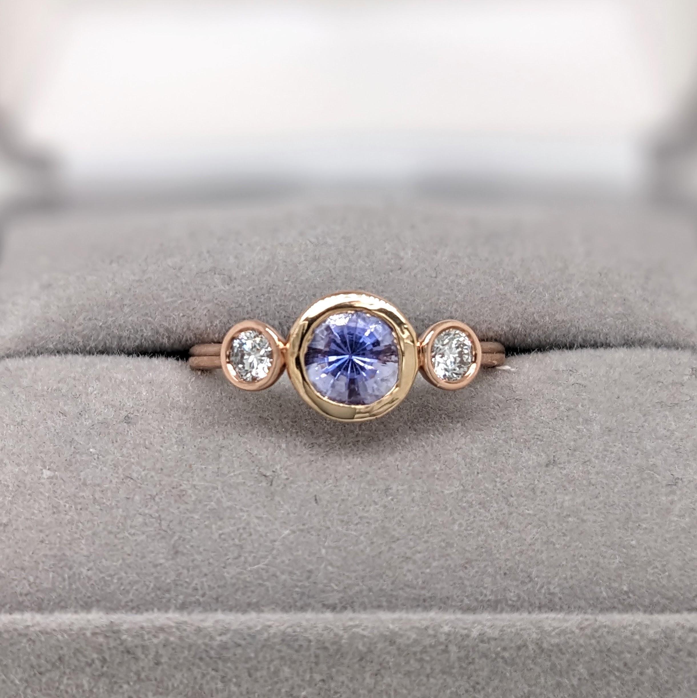Tanzanite Ring w Natural Diamond Accents in 14K Rose Gold Round 6mm 2