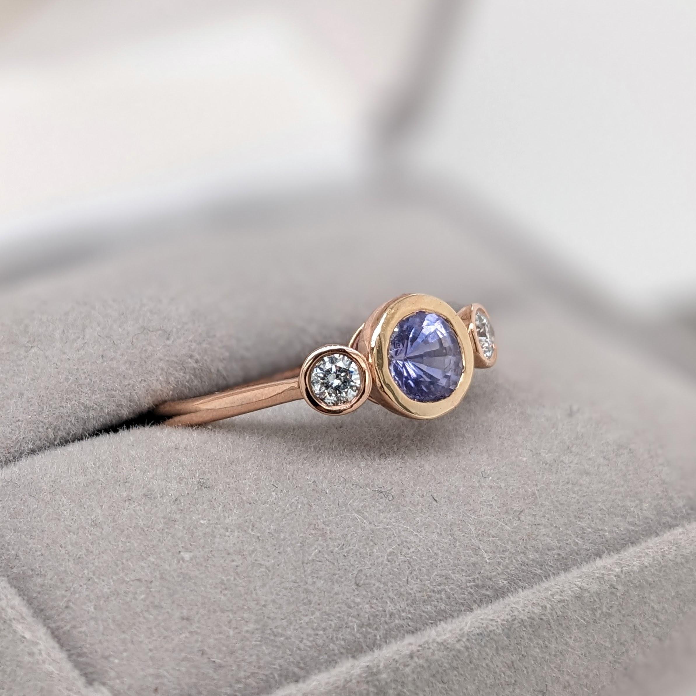Tanzanite Ring w Natural Diamond Accents in 14K Rose Gold Round 6mm 3