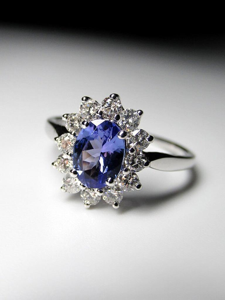 tanzanite art deco ring