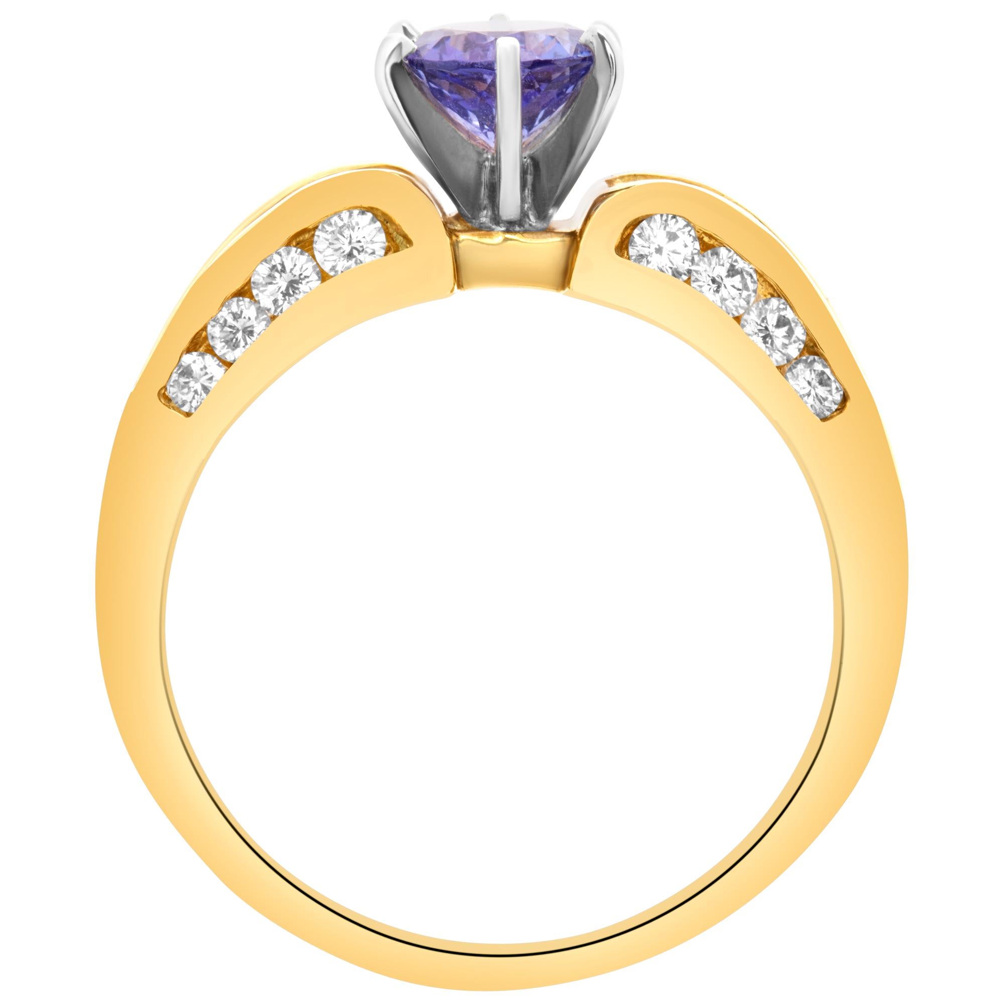 Women's Tanzanite Ring with 0.75cts of Diamonds Accenting Top & Sides of Band For Sale