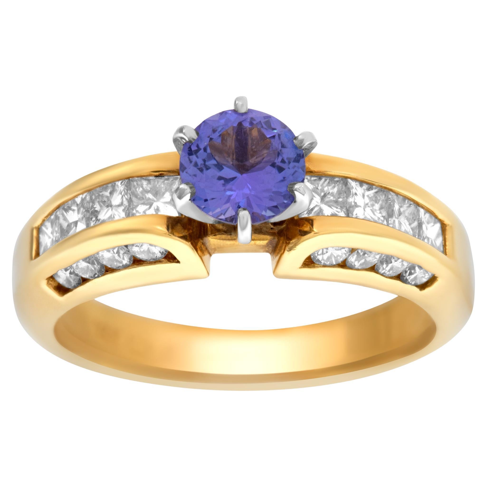 Tanzanite Ring with 0.75cts of Diamonds Accenting Top & Sides of Band For Sale