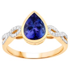 Anello di tanzanite con diamanti da 2,01 carati in oro giallo 14K