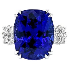 Tanzanite Ring With Diamonds 20.82 Carats 18K White Gold