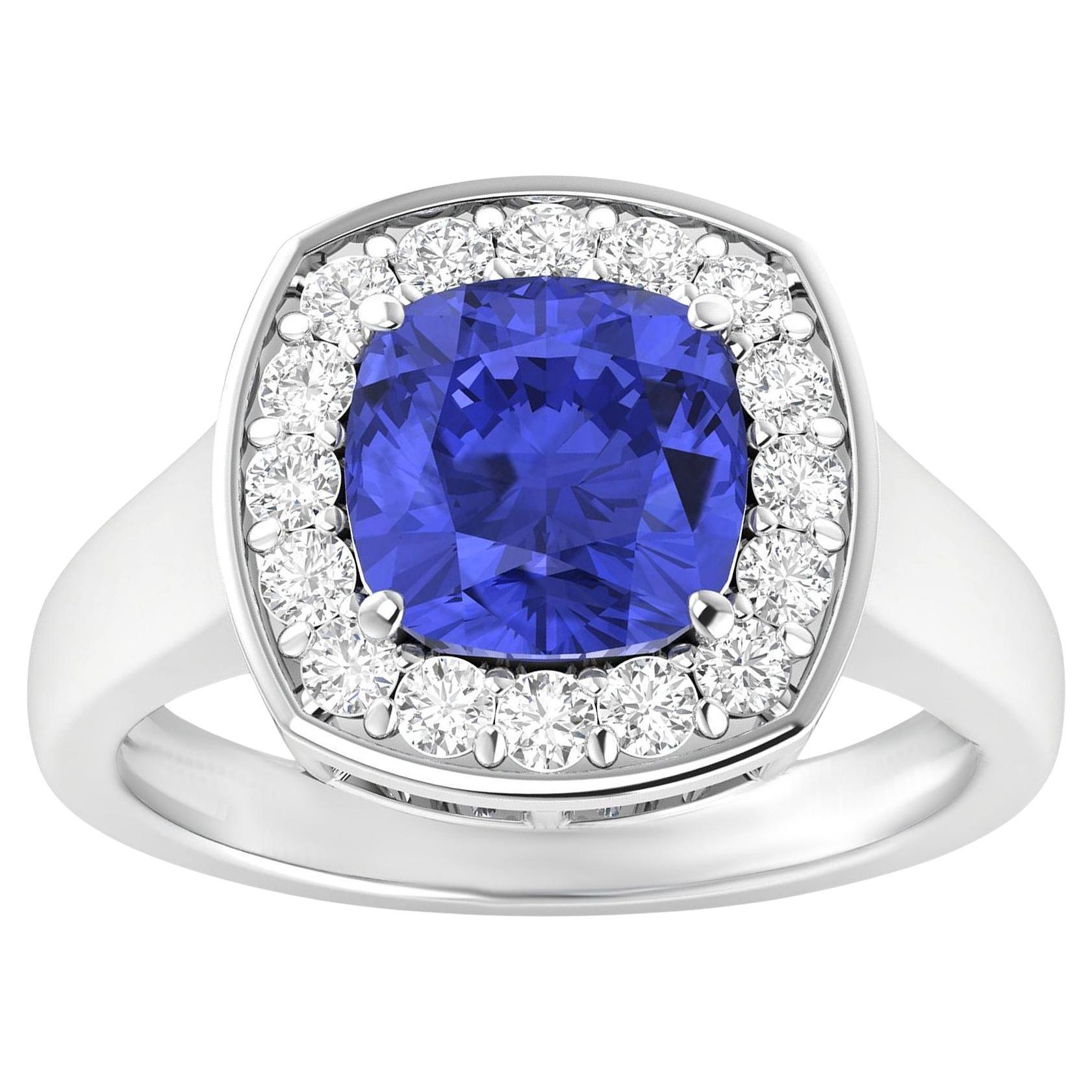 Tanzanite Ring With Diamonds 2.58 Carats 14K White Gold