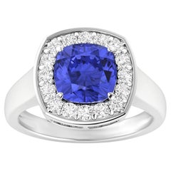 Tanzanite Ring With Diamonds 2.58 Carats 14K White Gold