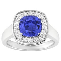 Tanzanite Ring With Diamonds 2.58 Carats 14K White Gold