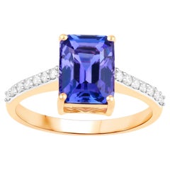 Tansanit-Ring mit Diamanten 2,74 Karat 14K Gelbgold