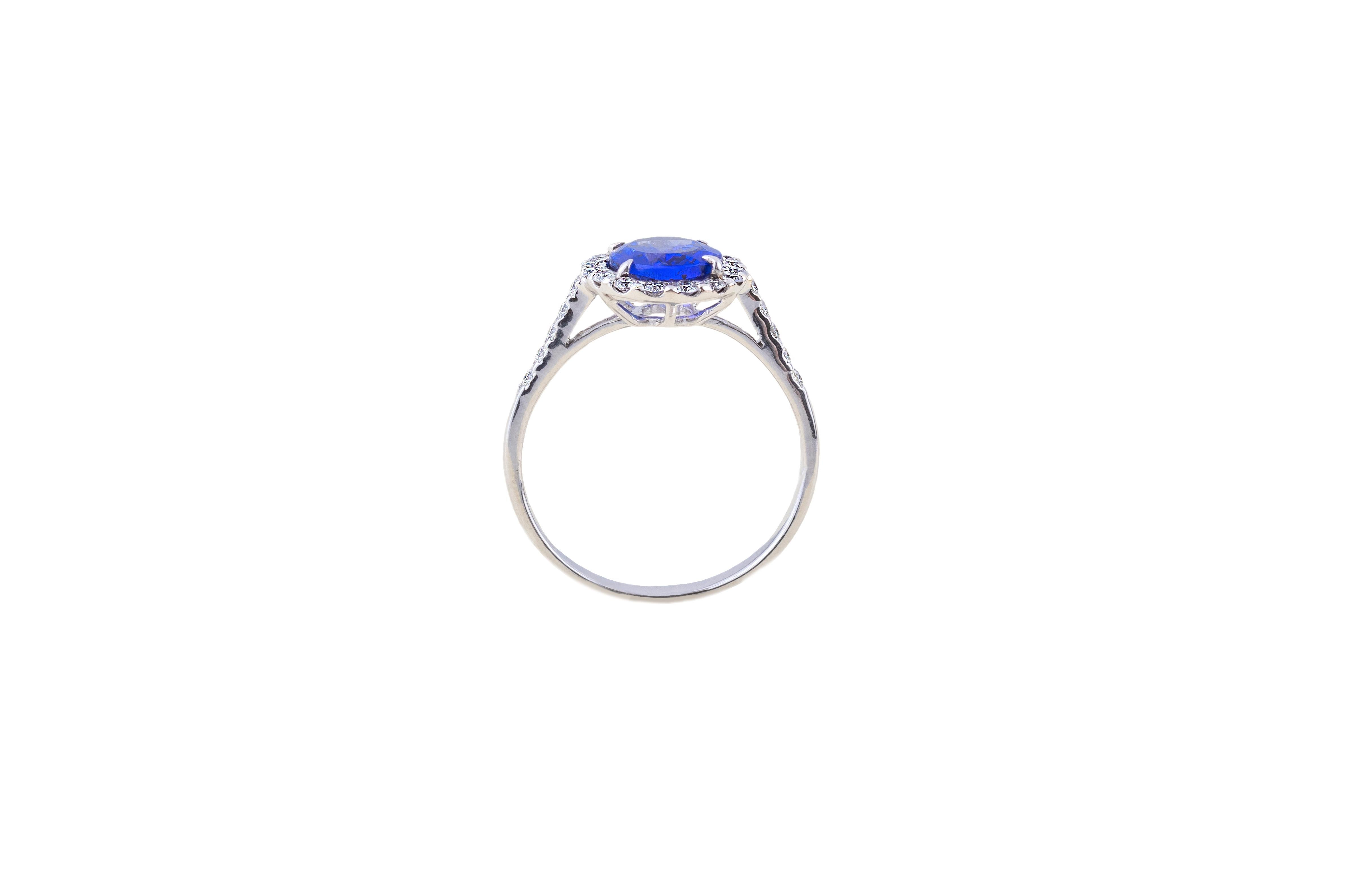 Brilliant Cut Tanzanite Ring with Diamonds