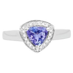 Tanzanite Ring With White Topaz 0.84 Carats Sterling Silver