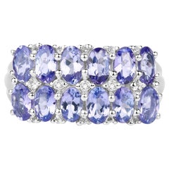 Anello con tanzanite e topazio bianco da 3,12 carati, argento sterling