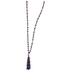 Tanzanite Rubellite Beads Necklace with South Sea Pearl and Diamond Roundel