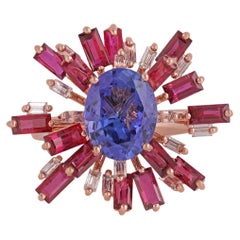 Sapphire & Ruby Cocktail Ring Studded in 18k Gold