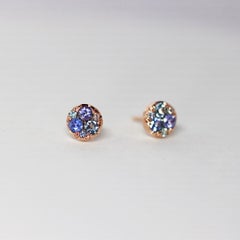 Tanzanite Sapphire Aquamarine Paraiba Tourmaline Diamond Stud Earrings
