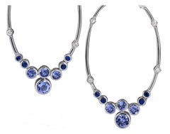 Tanzanite, Sapphire, Diamond and Sterling Silver Constellation Hoop Earrings