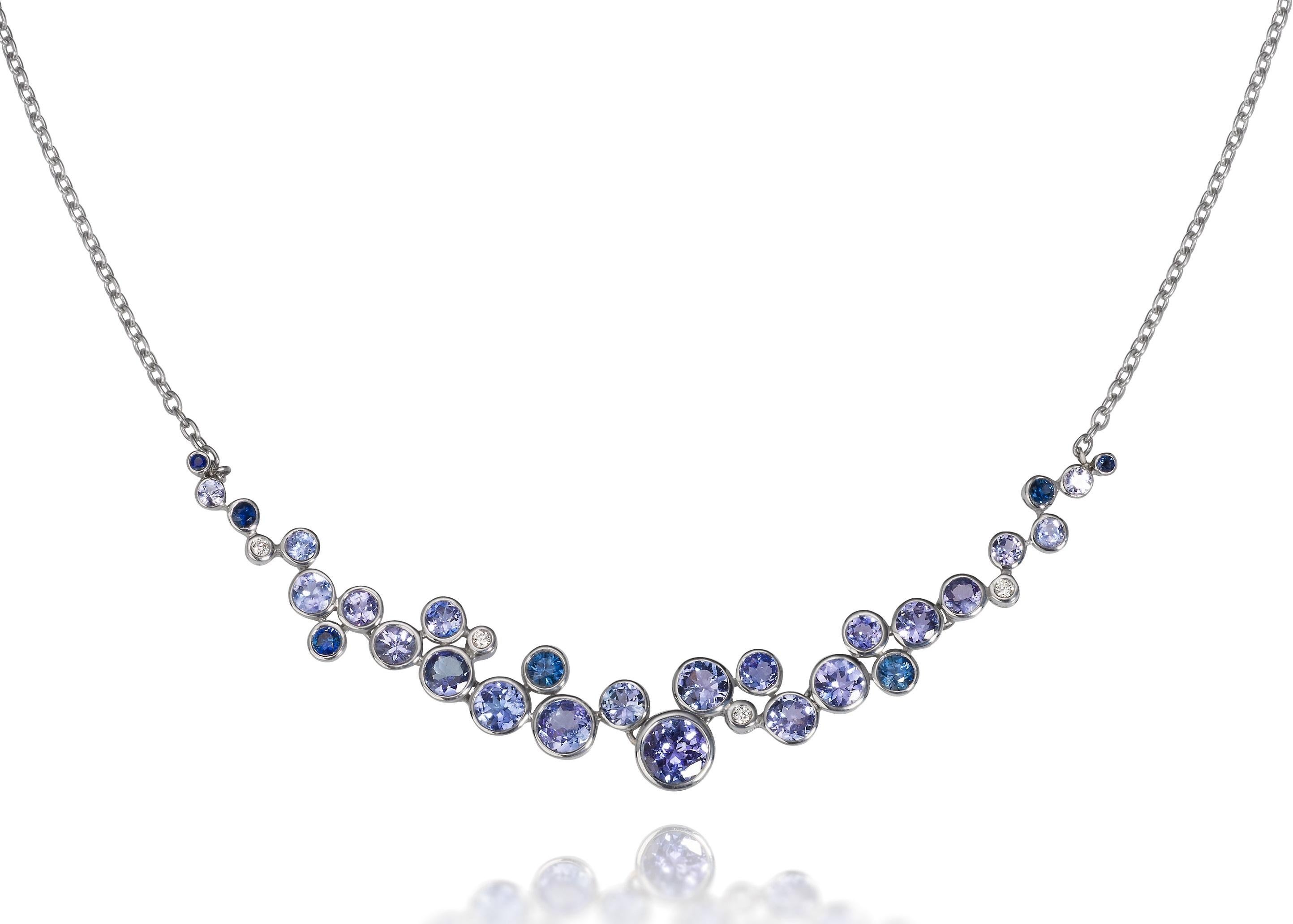 Women's Tanzanite, Sapphire, Diamond and Sterling Silver Constellation Hoop Earrings
