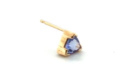 Tanzanite Single Stud Earring .75ct Trillion 14K Yellow Gold Gemstone