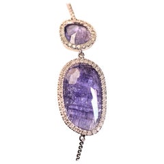 Tanzanite Slices and Diamonds 18 Karat White Gold Bracelet