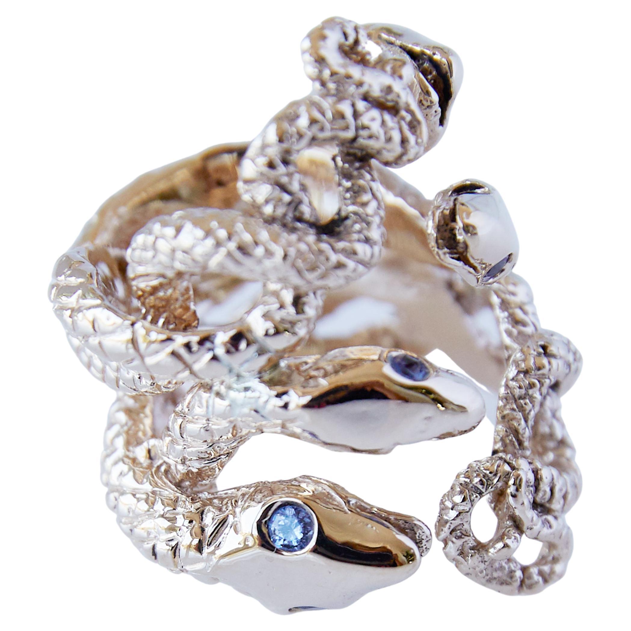 Contemporary Tanzanite Snake Ring Gold Cocktail Ring Adjustable J Dauphin For Sale