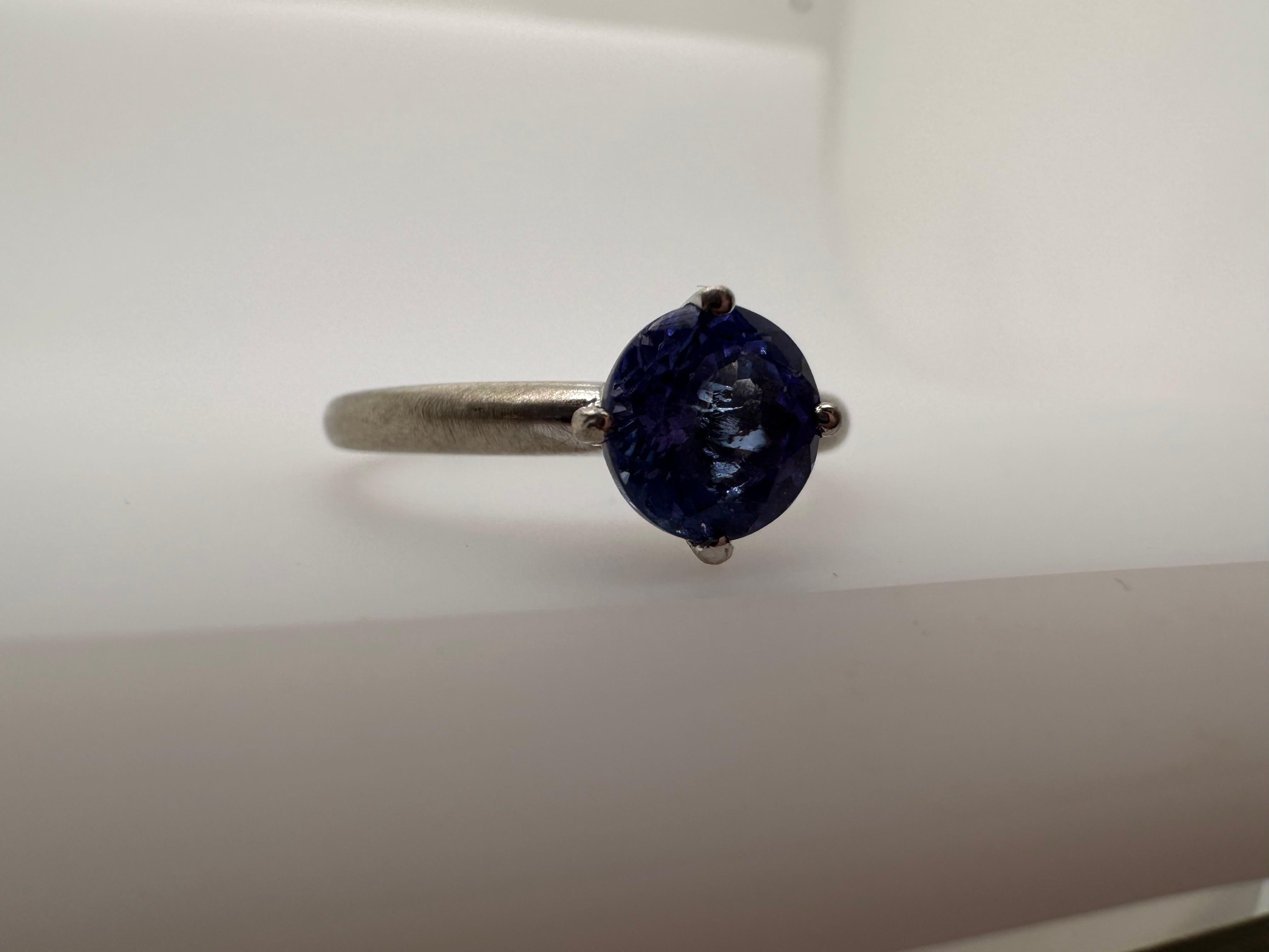 Tanzanite Solitaire ring 14KT white gold matte finish engagement ring For Sale 1