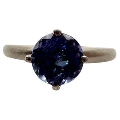Anillo solitario de tanzanita Anillo de compromiso de oro blanco de 14 KT acabado mate