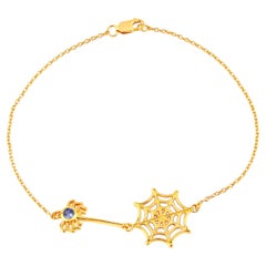 Braccialetto con tanzanite a forma di ragno, 0,08 carati, argento placcato oro