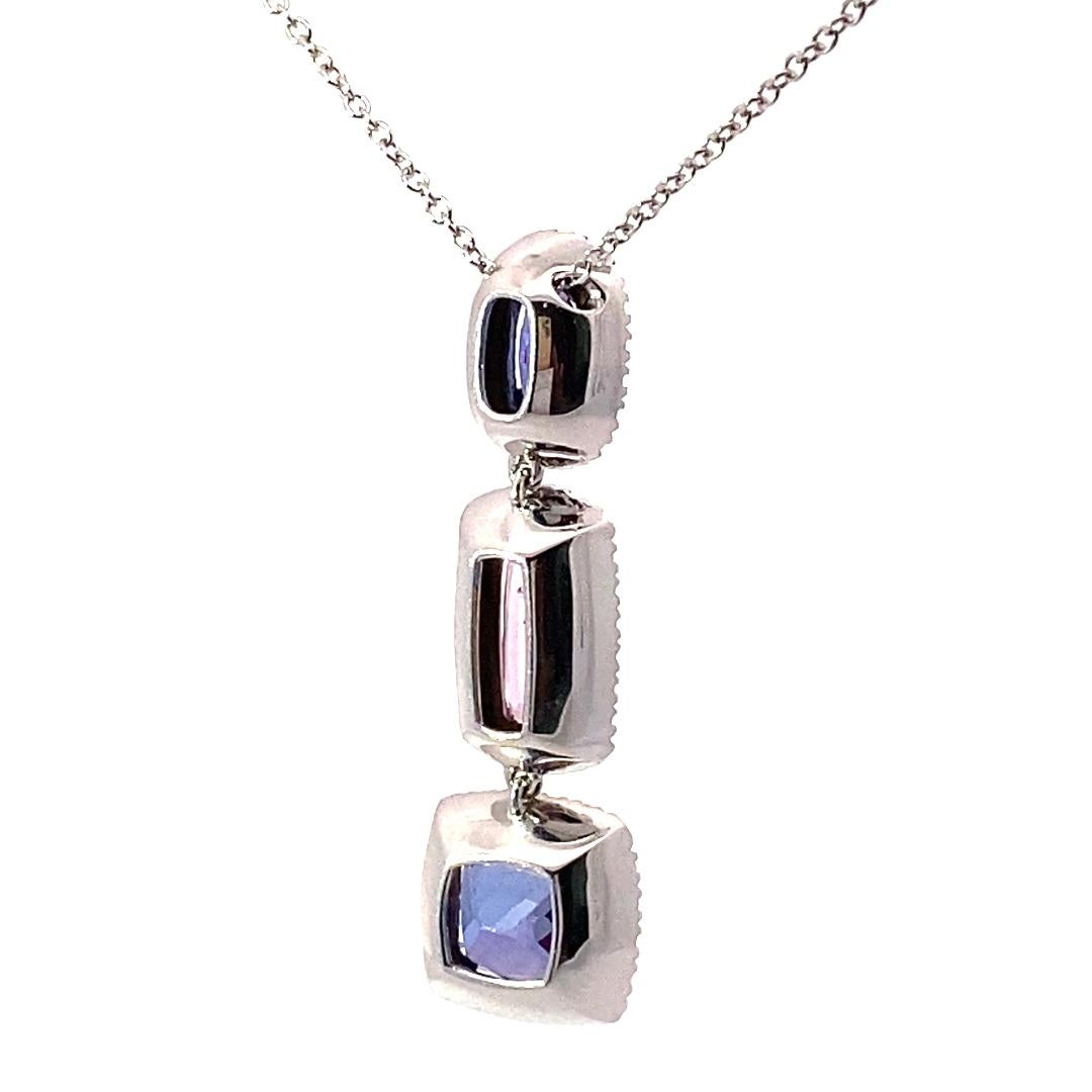 Tansanit-Spinell-Brillant-Anhänger m. Kette 6 ct 0.70 AAA+ Blaue Lilie Traum Rosa (Antiker Kissenschliff) im Angebot