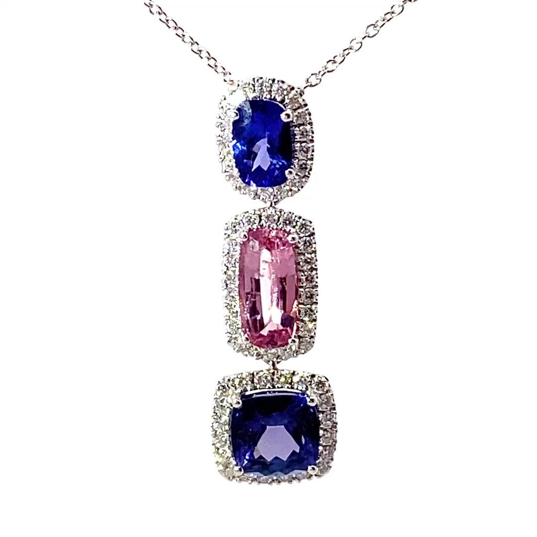 Tansanit-Spinell-Brillant-Anhänger m. Kette 6 ct 0.70 AAA+ Blaue Lilie Traum Rosa im Zustand „Neu“ im Angebot in Viena, Viena
