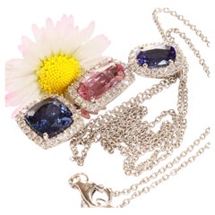 Tanzanite Spinel Brilliant Pendant w. Chain 6 ct 0.70 AAA+ Blue Lily Dream Pink