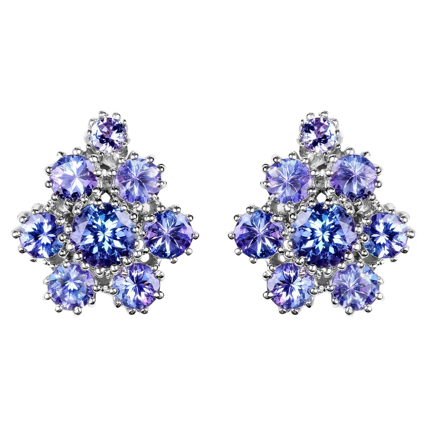 Boucles d
oreilles Tanzanite 4.2 Carats Argent plaqué Rhodium