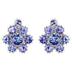 Orecchini con tanzanite 4,2 carati in argento placcato in rodio