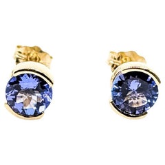 Tanzanite Stud Earrings in 14k Yellow Gold