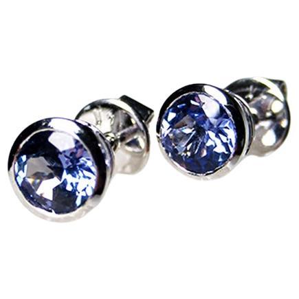 Tanzanite Studs Gold Earrings Jewelry Blue Gemstones Unisex Gift For Sale