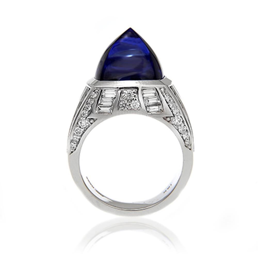 Modern Tanzanite Sugarloaf And Diamond Ring By RayazTakat