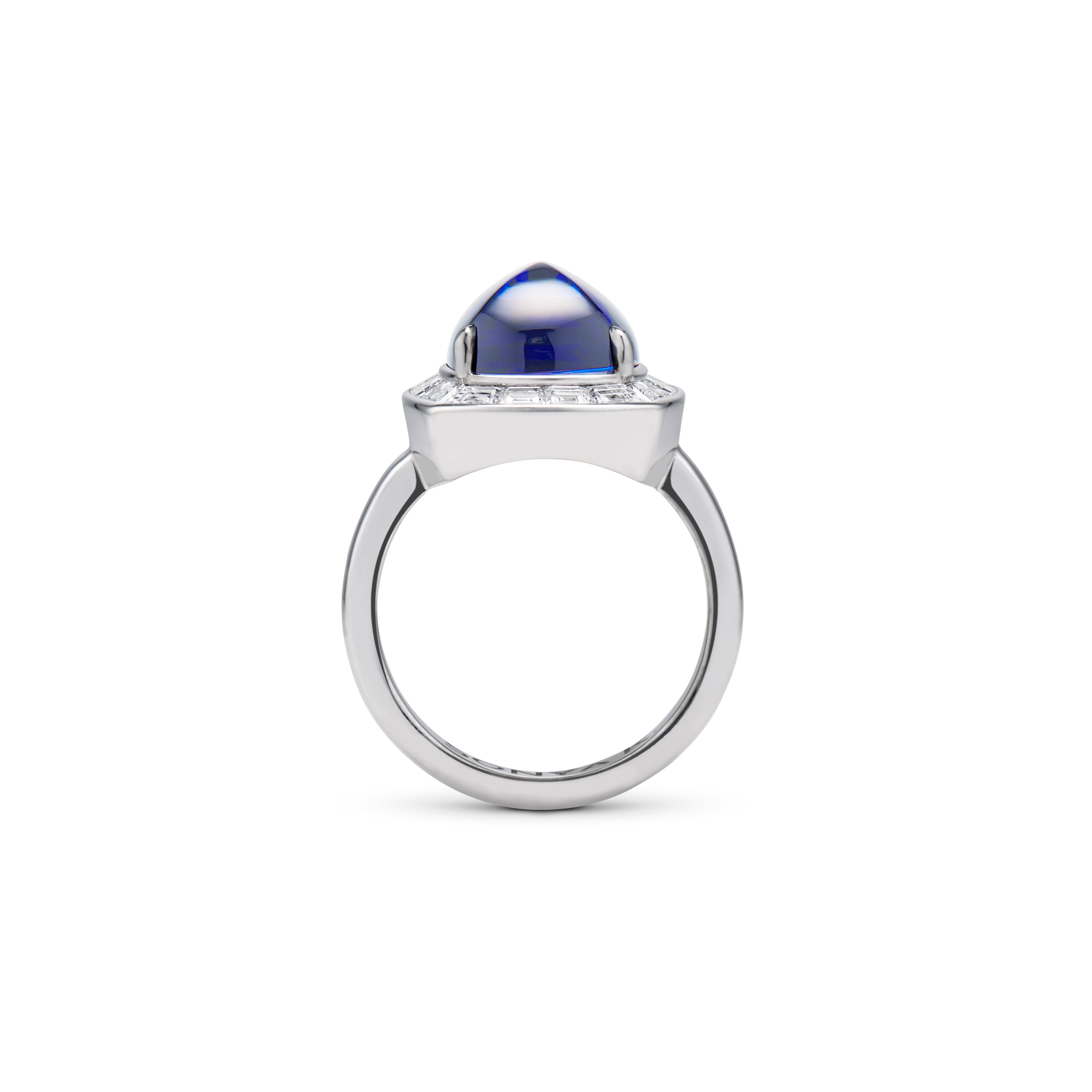 Tansanit Zuckerhut & Diamant Ring (Moderne) im Angebot