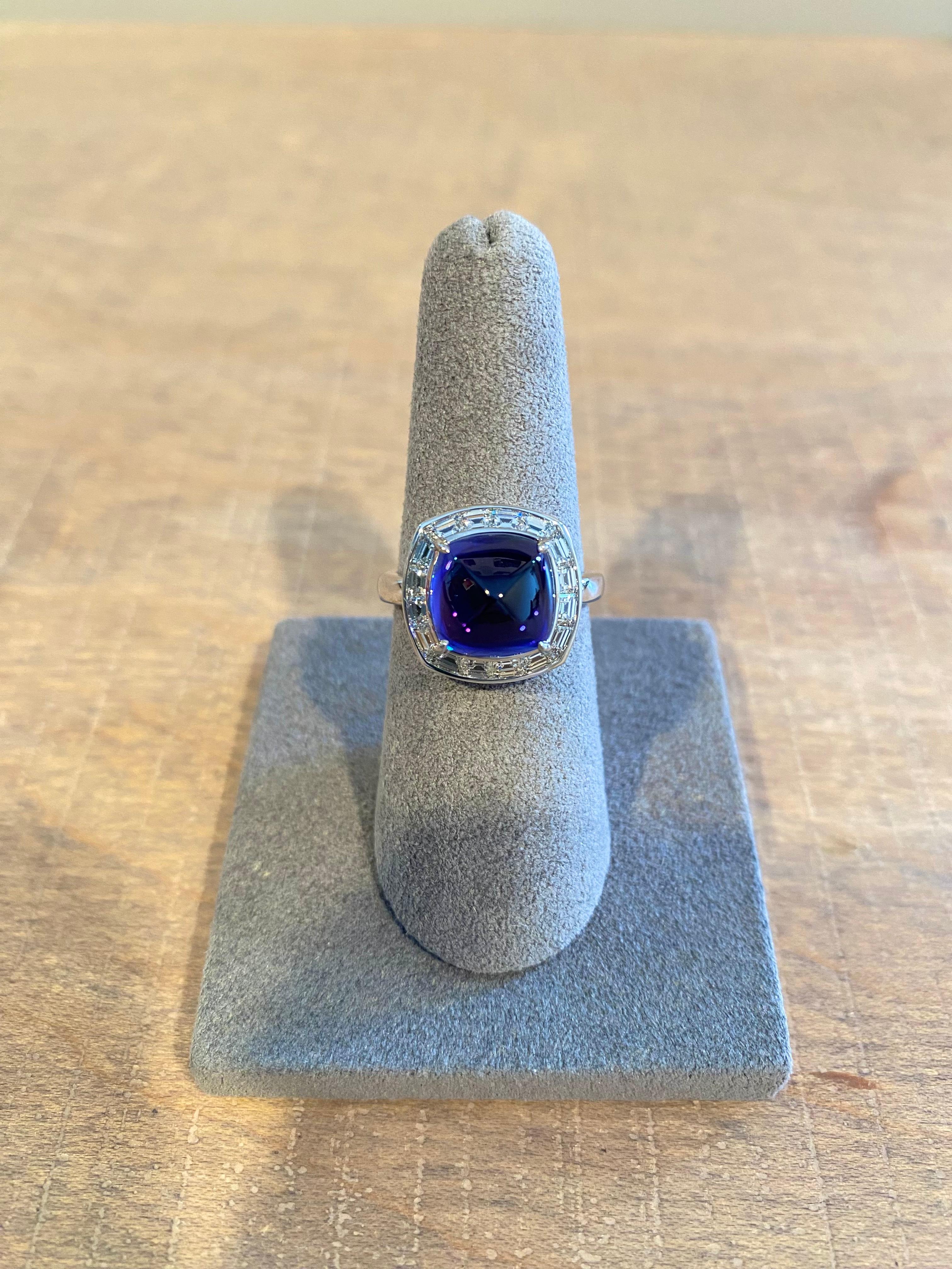 Tansanit Zuckerhut & Diamant Ring für Damen oder Herren im Angebot