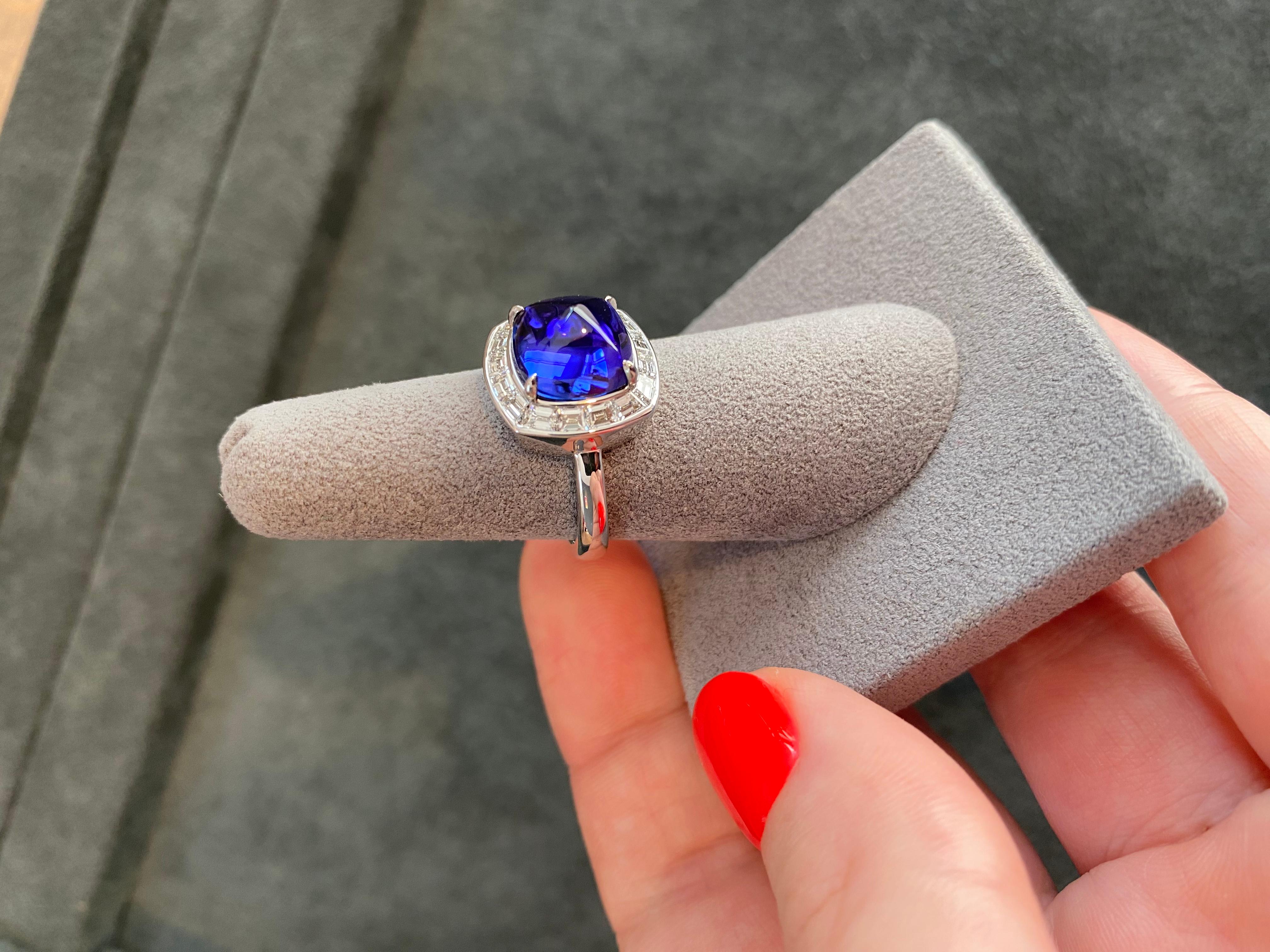 Tansanit Zuckerhut & Diamant Ring im Angebot 1