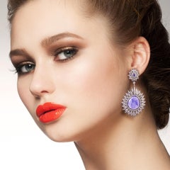 Tanzanite Sunburst Earrings With Diamonds Made In 18k Gold & Silver