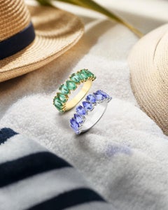 Bague en forme de goutte d'eau en tanzanite