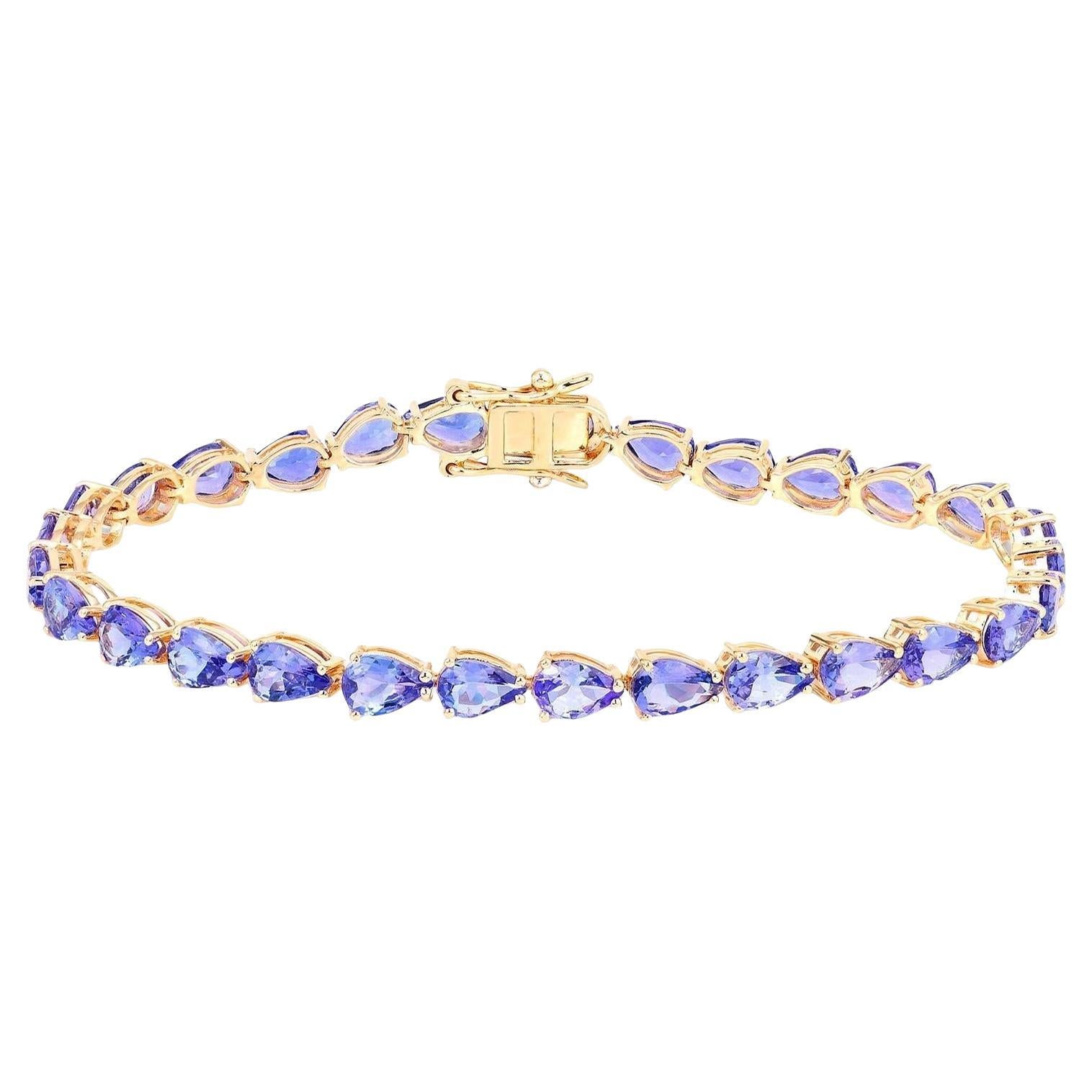 Tansanit-Tennisarmband 10,7 Karat 14K Gelbgold