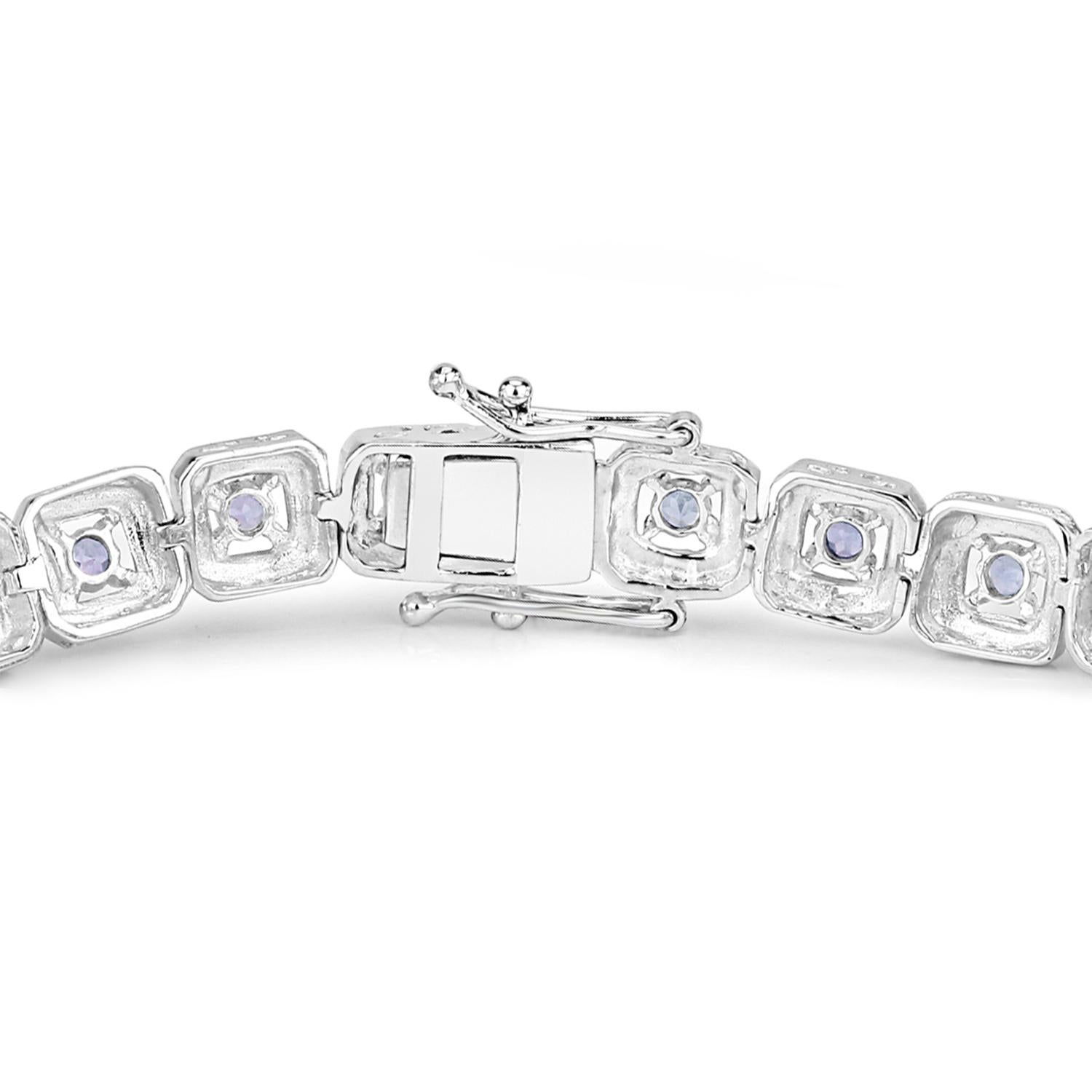 Pulsera de tanzanita 2,40 quilates Plata de Ley rodiada Corte mixto en venta